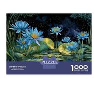 Rompecabezas De 1000 Piezas para Adultos Blue Lotus Pond Night Scene Rompecabezas para Adultos Juego Familiar Decoración De Pared Oferta como Regalos para Toda La Familia 38x26cm/1000pcs