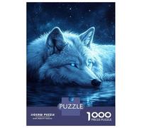 Rompecabezas De 1000 Piezas para Adultos Blue Wolf in Starlight Rompecabezas para Adolescentes Juguete Decoración De Pared Alivio del Estrés 52x38cm/1000pcs