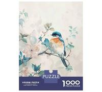 Rompecabezas De 1000 Piezas para Adultos Bluebird on Branch with Flowers Rompecabezas para Adultos Juguetes De Bricolaje Análisis Y Lógica Regalos De Cumpleaños Y Únicos 38x26cm/1000pcs