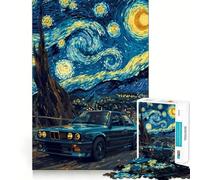 Rompecabezas de 1000 Piezas para Adultos BMW E Starry Night Art Clean Edge Juego de lógica,Juego de Entretenimiento,decoración navideña 38x26cm