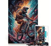 Rompecabezas de 1000 Piezas para Adultos BMX,Astronauta,Planetas,Juego de ingenio,Regalo Ideal para Relajarse y divertirse en cumpleaños 38x52cm