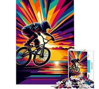 Rompecabezas de 1000 Piezas para Adultos BMX Sunset WPAP Pop Art Actividades Divertidas para Hacer en casa Un Juego de ingenio artístico para Mayores de 14 años 38x52cm