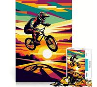 Rompecabezas de 1000 Piezas para Adultos BMX Sunset WPAP Pop Art Clean Edge Juego,Juego de lógica,Juego de Juego inactivo,Exhibición de Arte navideño 50x75cm