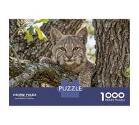 Rompecabezas De 1000 Piezas para Adultos Bobcat in A Tree Rompecabezas Juego De Ingenio Una Obra De Arte Cumpleaños Y Navidad 38x26cm/1000pcs