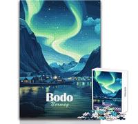 Rompecabezas de 1000 Piezas para Adultos, Bodo, Noruega, Aurora Boreal, Paisaje, Juguetes educativos, decoración, Ideas de Regalo, tamaño 38x26cm