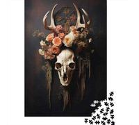 Rompecabezas De 1000 Piezas para Adultos Boho Deer Skull Decor Rompecabezas para Adultos Juguete Decoración De Pared Regalos para Mujeres Desafiante De Completar 70x50cm/1000pcs