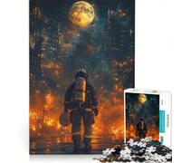 Rompecabezas de 1000 Piezas para Adultos: Bombero en una Ciudad en Llamas, Juego de ingenio, entretenido para Reducir el estrés, Cada Pieza es única 50x75cm