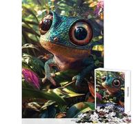 Rompecabezas de 1000 Piezas para Adultos Bonito camaleón en la Jungla Juguete para decoración de Pared Regalo de cumpleaños Juego práctico Que Mejora el Amor Entre Parejas tamaño 38x26cm