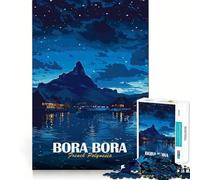 Rompecabezas de 1000 Piezas para Adultos Bora Bora,Polinesia Francesa,Póster Nocturno,Juego de Articulaciones Afiladas,Juguete para Resolver Problemas,Momento de Diversión y Calma,Exhibición de Arte