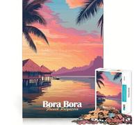 Rompecabezas de 1000 Piezas para Adultos Bora Bora Sunset Clean Edge Juego de lógica,Juego de Entretenimiento,decoración navideña 38x26cm