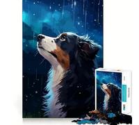 Rompecabezas de 1000 Piezas para Adultos Border Collie bajo la Lluvia,píxeles,Corte preciso,diversión,Juego de lógica,Tiempo de Ocio,Escena navideña 38x26cm