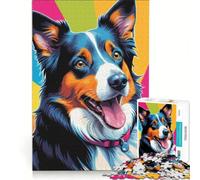 Rompecabezas de 1000 Piezas para Adultos: Border Collie, Juegos educativos, Carrera de Velocidad Manual, Toda la Familia 38x26cm