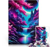 Rompecabezas de 1000 Piezas para Adultos Bosque de neón Moon Springs Actividad Familiar Cada Pieza es única: un desafiante y Divertido Juego Familiar 38x26cm