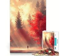 Rompecabezas de 1000 Piezas para Adultos Bosque de otoño con Figura y Rayos de Sol Juego de ensamblaje preciso Juego de concentración Regalo Ideal para divertirse en Navidad Arte Decorativo (38x26cm)