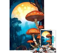 Rompecabezas de 1000 Piezas para Adultos Bosque de Setas fantásticas con Luna Juego Educativo desafío Juguete Juego práctico antiestrés Regalo Divertido (tamaño 38x52cm)