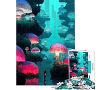 Rompecabezas de 1000 Piezas para Adultos Bosque de Setas Luminosas Juguetes adictivos para Cultivar la Paciencia Juego Familiar para divertirse en Familia Regalo Divertido (Tamaño 38x52cm)