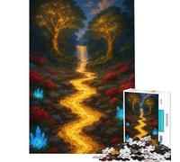 Rompecabezas de 1000 Piezas para Adultos Bosque Encantado con río Dorado Diversión en casa Regalos para Mujeres Juegos Divertidos para Mayores de 14 años (38x52cm)