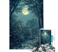 Rompecabezas de 1000 Piezas para Adultos Bosque Iluminado por la Luna Arroyo Rompecabezas para Adultos Juegos Familiares Desafío difícil cumpleaños y Navidad (Tamaño 50x75cm)