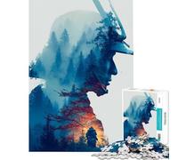 Rompecabezas de 1000 Piezas para Adultos Bosque majestuoso Arte samurái desafío para la Inteligencia Cerebral Juguetes adictivos Juegos Familiares difícil Regalos de Amigo Invisible (tamaño 75x50cm)