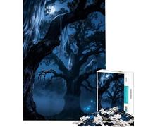 Rompecabezas de 1000 Piezas para Adultos Bosque Misterioso de Noche Rompecabezas Educativo de 1000 Piezas Decoración Juego desafiante para Toda la Familia (38x26cm)