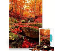Rompecabezas de 1000 Piezas para Adultos Bosque otoñal,Arroyo,decoración de Corte preciso,Juguete para ejercitar la Mente,Juego de Ocio,Regalo de cumpleaños (38x52cm)