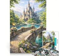 Rompecabezas de 1000 Piezas para Adultos: Bosques fantásticos y Arquitectura de Castillos, Juego Familiar, difícil y desafiante, cumpleaños 50x75cm