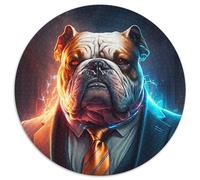 Rompecabezas de 1000 Piezas para Adultos Boss Bulldog, Rompecabezas Redondo de 1000 Piezas, Nivel de Habilidad Principiante, cumpleaños y Vacaciones, 67,5 x 67,5 cm