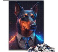 Rompecabezas de 1000 Piezas para Adultos Boss Doberman Rompecabezas de Madera tamaño 50x75cm Navidad, Halloween, Pascua, Año Nuevo