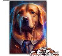 Rompecabezas de 1000 Piezas para Adultos Boss Golden Retriever Rompecabezas de Madera tamaño 50x75cm diversión Familiar, Juegos de Fiesta, Regalos de Fiesta de cumpleaños