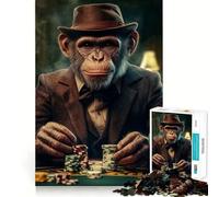 Rompecabezas de 1000 Piezas para Adultos Boss Money Jugando al póker,Juego de Estrategia lógica,Juego de Ocio,decoración navideña 38x26cm