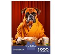 Rompecabezas De 1000 Piezas para Adultos Boxer Dog in Robe Eating Rompecabezas para Adultos Juegos Familiares Pero Regalos Divertidos Y Humorísticos para Amigos Y Familiares 70x50cm/1000pcs