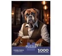 Rompecabezas De 1000 Piezas para Adultos Boxer Dog in The Pub Rompecabezas para Adultos Juegos De Relajación Regalo De Cumpleaños Interacción Entre Padres E Hijos 52x38cm/1000pcs