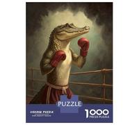 Rompecabezas De 1000 Piezas para Adultos Boxing Alligator in Ring Rompecabezas para Adultos Juego De Ingenio Corte De Precisión Desafiante De Completar 38x26cm/1000pcs