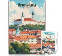 Rompecabezas de 1000 Piezas para Adultos, Bratislava, Eslovaquia, ilustración de Paisaje Urbano, Juego de desafío único, Actividades Familiares, Regalos de cumpleaños, tamaño 38x26cm