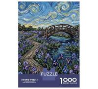 Rompecabezas De 1000 Piezas para Adultos Bridge Over Irises in Starry Sky Rompecabezas para Adultos Juegos De Relajación Desafío Difícil Regalo De Cumpleaños, Regalos, 38x26cm/1000pcs