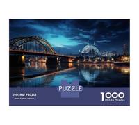 Rompecabezas De 1000 Piezas para Adultos Bridge Over River at Night Rompecabezas Juguetes Antiestrés Decoración del Hogar Difícil Y Desafiante 52x38cm/1000pcs