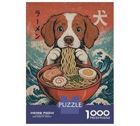Rompecabezas De 1000 Piezas para Adultos Brittany Spaniel Eating Ramen Rompecabezas para Adultos Juegos Relajantes Regalos para Mujeres Desafiantes para Completar 70x50cm/1000pcs