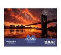 Rompecabezas De 1000 Piezas para Adultos Brooklyn Bridge Sunset-2 Rompecabezas para Adultos Juegos Familiares Carrera De Velocidad Manual Regalo De Cumpleaños, Regalos, 70x50cm/1000pcs