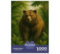 Rompecabezas De 1000 Piezas para Adultos Brown Bear in Lush Green Forest Rompecabezas para Adultos Juego Familiar Regalos para Mujeres Regalos para Amigos Y Familiares 52x38cm/1000pcs