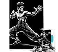 Rompecabezas de 1000 Piezas para Adultos Bruce Lee en Blanco y Negro Juego práctico y adictivo para Cultivar la Paciencia Regalo de cumpleaños y antiestrés (tamaño 75x50cm)
