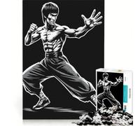 Rompecabezas de 1000 Piezas para Adultos, Bruce Lee en Blanco y Negro, Juegos Familiares, Carrera de Velocidad de Manos, Ideal para decoración de Escritorio, 38x26cm