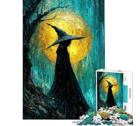 Rompecabezas de 1000 Piezas para Adultos Bruja bajo la Lluvia con Luna Juego práctico para Pasar el Tiempo en casa cumpleaños y Navidad (tamaño 38x26cm)