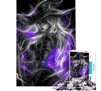 Rompecabezas de 1000 Piezas para Adultos Bruja Oscura con Magia púrpura Rompecabezas para Adolescentes Juegos Divertidos Decoración de Pared cumpleaños (tamaño 38x26cm)