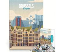 Rompecabezas de 1000 Piezas para Adultos: Bruselas, Bélgica, Ciudad histórica Juego Familiar, Ideal para la interacción Entre Padres e Hijos cumpleaños y Navidad 38x26cm