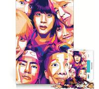 Rompecabezas de 1000 Piezas para Adultos BTS WPAP,decoración Elegante y Funcional,Juguete para ejercitar la Mente,Ideal para divertirse en Navidad (38x52cm)