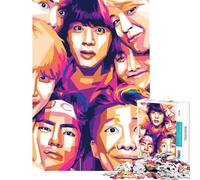 Rompecabezas de 1000 Piezas para Adultos BTS WPAP Diversión en casa Ideal para Pasar el Tiempo en casa Juego de ingenio Apto para Mayores de 14 años (38x26cm)