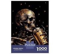 Rompecabezas De 1000 Piezas para Adultos Bubble Tea Skull Rompecabezas para Adultos Juego Familiar Vacaciones En Casa Matar El Tiempo Desafiante De Completar 70x50cm/1000pcs