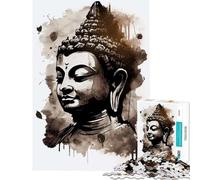 Rompecabezas de 1000 Piezas para Adultos Buda Consciente Tinta aguada Juguete Educativo desafío difícil cumpleaños y Navidad (38x52cm)