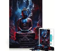 Rompecabezas de 1000 Piezas para Adultos Buda en la Cueva Juego de lógica de Ajuste Juguete Divertido Juego Gratuito Regalo de cumpleaños (38x26cm)