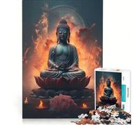 Rompecabezas de 1000 Piezas para Adultos: Buda, Loto y Fuego Juegos Divertidos para la interacción Entre Padres e Hijos Regalo Ideal para quienes Buscan un desafío 38x52cm